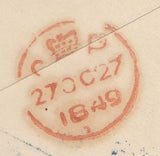 144452 1849 PENNY PINK ENVELOPE BISHOPS AUCKLAND, DURHAM TO WESTMINSTER CANCELLED SUPERB STRIKE '80' NUMERAL OF BISHOPS AUCKLAND IN BLUE.