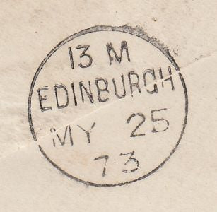 144454 1873 REGISTERED MAIL WALTHAM CROSS TO EDINBURGH 1d PL.138 (SG43) 4d PL.12 (SG94).