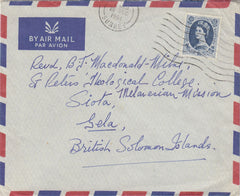 144460 1964 AIRMAIL SURREY TO GELA, BRITISH SOLOMON ISLANDS 1/6 WILDING.