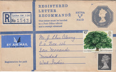 144466 1974 REGISTERED AIRMAIL LONDON TO SAN FERNANDO, TRINIDAD, WEST INDIES.