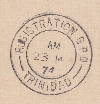 144466 1974 REGISTERED AIRMAIL LONDON TO SAN FERNANDO, TRINIDAD, WEST INDIES.