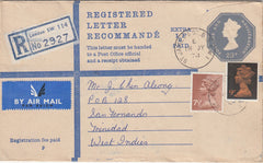 144467 1974 REGISTERED AIRMAIL LONDON TO SAN FERNANDO, TRINIDAD, WEST INDIES.