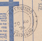 144467 1974 REGISTERED AIRMAIL LONDON TO SAN FERNANDO, TRINIDAD, WEST INDIES.