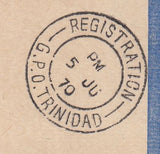 144470 1970 REGISTERED AIRMAIL LONDON TO SAN FERNANDO, TRINIDAD, WEST INDIES.