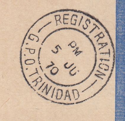 144470 1970 REGISTERED AIRMAIL LONDON TO SAN FERNANDO, TRINIDAD, WEST INDIES.
