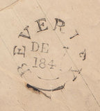 144471 1841 PENNY PINK ENVELOPE BEVERLEY, EAST YORKS TO LONDON UPRATED 1d PL.14 (SG8)(LI).