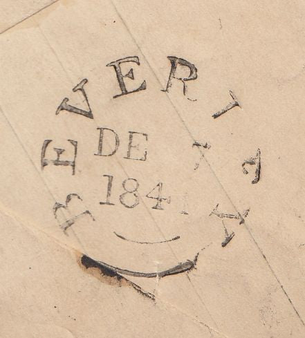 144471 1841 PENNY PINK ENVELOPE BEVERLEY, EAST YORKS TO LONDON UPRATED 1d PL.14 (SG8)(LI).
