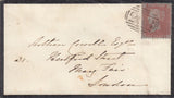 144475 1856 MOURNING ENVELOPE FARRINGDON, BERKS TO LONDON DIE 2 1d PL.24 WATERMARK SMALL CROWN (SPEC C7)(FE).