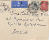 144476 1948 AIRMAIL PRISONER OF WAR CAMP, SHROPSHIRE TO ROMANIA KGVI 4d (SG468) AND 1d (SG486).