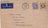 144477 1947 AIRMAIL BIRMINGHAM TO SAINT LUCIA, BRITISH WEST INDIES KGVI 3d AND 1s.