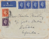 144480 1940 AIRMAIL HENLEY ON THAMES, OXON TO ENTEBBE, UGANDA KGVI 2d, 2½d and 3d.