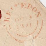 144485 1841 PENNY PINK ENVELOPE LONDON TO COGGESHALL, ESSEX UPRATED 1d RED (SG8)(QG).