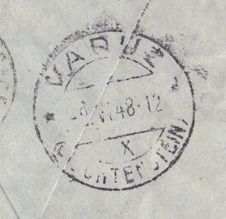 144486 1948 REGISTERED AIRMAIL LONDON TO VADUZ, LIECHTENSTEIN KGVI 5d AND 2½d ROYAL SILVER WEDDING.