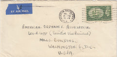 144492 1954 AIRMAIL HARROW, MIDDLESEX TO WASHINGTON U.S.A. KGVI 2/6 YELLOW-GREEN (SG509).