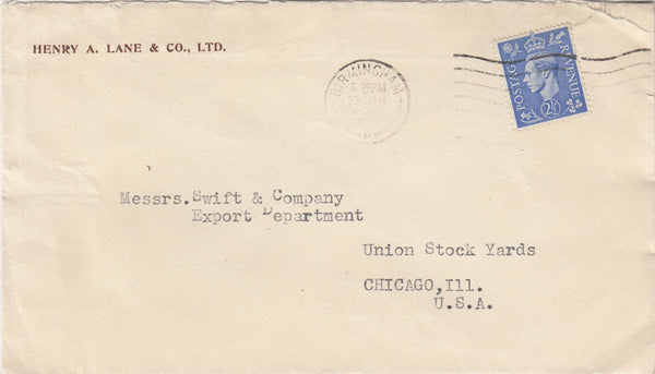 144496 1946 'SWIFT'S' PROVISIONS ADVERTISING MAIL BIRMINGHAM TO CHICAGO, U.S.A.
