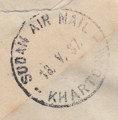 144497 1937 AIRMAIL BECKENHAM, KENT TO KHARTOUM, SUDAN KGVI 1½d CORONATION (SG461) x FOUR.