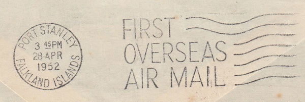 144498 1952 AIRMAIL U.K. TO FALKLAND ISLANDS KGVI 1s (SG475).
