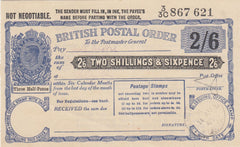 144499 1945 KGVI 2/6 'BRITISH POSTAL ORDER' CANCELLED 'BEDLINGTON STATION/NTHBD'.