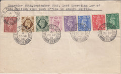 144510 1948 ENVELOPE VARIOUS KGVI ISSUES ½d-1s (8) 'FIELD POST OFFICE/35' CANCELLATIONS, LAST DAY OF USE.