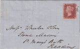 144518 1862 MAIL BASINGSTOKE, HANTS TO READING 1d (SG40), ON REVERSE SOLID STAR SHAPED INSPECTOR'S MARK, WITHIN 1d PURPLE POSTAL FISCAL.
