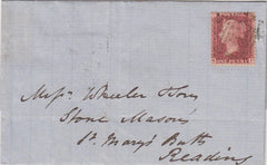 144518 1862 MAIL BASINGSTOKE, HANTS TO READING 1d (SG40), ON REVERSE SOLID STAR SHAPED INSPECTOR'S MARK, WITHIN 1d PURPLE POSTAL FISCAL.