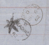 144518 1862 MAIL BASINGSTOKE, HANTS TO READING 1d (SG40), ON REVERSE SOLID STAR SHAPED INSPECTOR'S MARK, WITHIN 1d PURPLE POSTAL FISCAL.