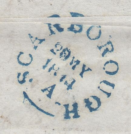 144523 1844 PRINTED INSURANCE POLICY LONDON TO SCARBOROUGH 1d (SG8) LONDON CANCELLATION REDIRECTED TO FILEY '693' NUMERAL OF SCARBOROUGH.