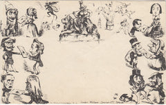 144532 1840 ORIGINAL SPOONER CARICATURE NO.2 WITH SCENES RELATING TO 'DELIVERIES'.