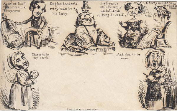 144536 1840 ORIGINAL SPOONER CARICATURE NO.8. 'ALBERT ROCKS THE CRADLE'.
