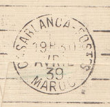 144541 1939 AIRMAIL TO MARRAKECH, MORROCO KGVI 4d (SG468).