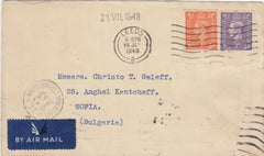 144542 1948 AIRMAIL LEEDS TO SOFIA, BULGARIA KGVI 2d AND 3d.
