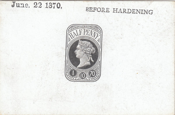 144545 1870 QV ½d NEWSPAPER WRAPPER STAMP DIE PROOF.