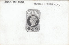 144545 1870 QV ½d NEWSPAPER WRAPPER STAMP DIE PROOF.