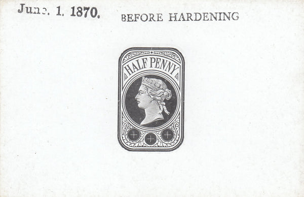 144546 1870 QV ½d NEWSPAPER WRAPPER STAMP DIE PROOF.