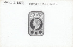 144546 1870 QV ½d NEWSPAPER WRAPPER STAMP DIE PROOF.