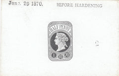 144547 1870 QV ½d NEWSPAPER WRAPPER STAMP DIE PROOF.
