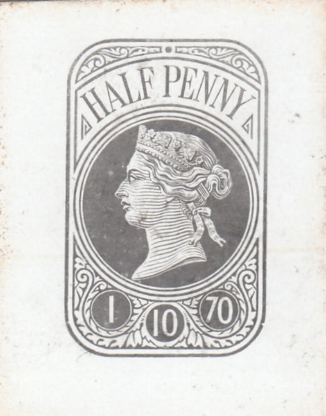144548 1870 CUT DOWN QV ½d NEWSPAPER WRAPPER STAMP DIE PROOF.