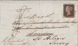 144549 1840 MAIL DEMERARA, BRITISH GUIANA TO LONDON, REDIRECTED TO JERSEY WITH VERY FINE 1d GREY-BLACK PL.3 (SG3)(PA).