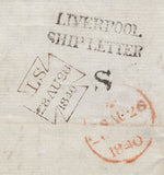 144549 1840 MAIL DEMERARA, BRITISH GUIANA TO LONDON, REDIRECTED TO JERSEY WITH VERY FINE 1d GREY-BLACK PL.3 (SG3)(PA).