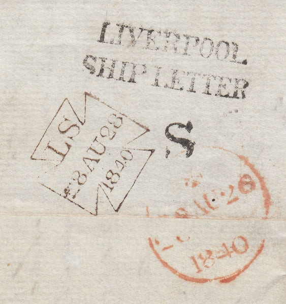 144549 1840 MAIL DEMERARA, BRITISH GUIANA TO LONDON, REDIRECTED TO JERSEY WITH VERY FINE 1d GREY-BLACK PL.3 (SG3)(PA).