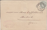 144553 1886 MAIL LONDON TO MADRID, SPAIN 5d GREEN (SG193).