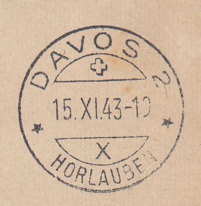 144558 1943  KGVI  5½d BISTRE REGISTERED MAIL LONDON TO DAVOS, UPRATED KGVI 2½d WITH CENSORSHIP CANCELLATIONS.