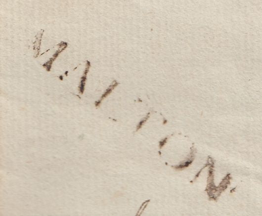 144559 1780 MAIL MALTON, NORTH YORKS TO SHEFFIELD 'MALTON' HANDSTAMP (YK1896).