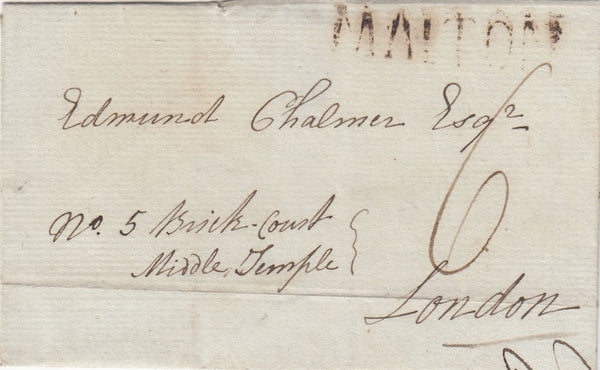 144564 1787 MAIL MALTON, NORTH YORKS TO LONDON 'MALTON' HANDSTAMP (YK1898).