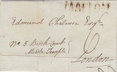 144564 1787 MAIL MALTON, NORTH YORKS TO LONDON 'MALTON' HANDSTAMP (YK1898).