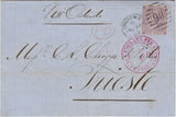 144566 1864 MAIL LONDON TO TRIESTE 6d DEEP LILAC (SG83).