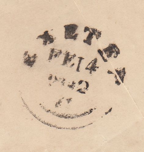144572 1842 2d BLUE STATIONERY ENVELOPE USED IN EXETER CANCELLED EXETER MALTESE CROSS AND PART 'EXETER' WESSEX TYPE DATE STAMP.