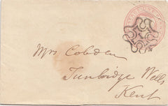 144578 1843 PENNY PINK ENVELOPE LONDON TO TUNBRIDGE WELLS, KENT LONDON No '1' IN MALTESE CROSS.