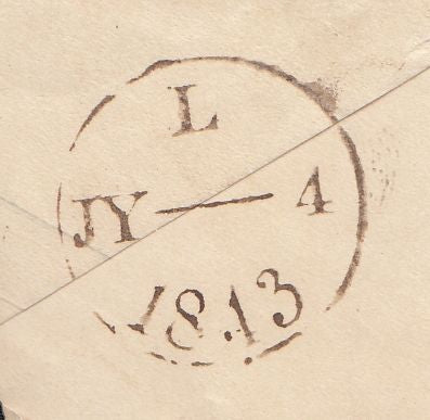 144578 1843 PENNY PINK ENVELOPE LONDON TO TUNBRIDGE WELLS, KENT LONDON No '1' IN MALTESE CROSS.
