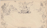 144581 CIRCA 1890 DERAEDEMAEKER REPRINT MENZIES CARICATURE WITH BRITANNIA REPLACED BY A WASHER WOMAN.